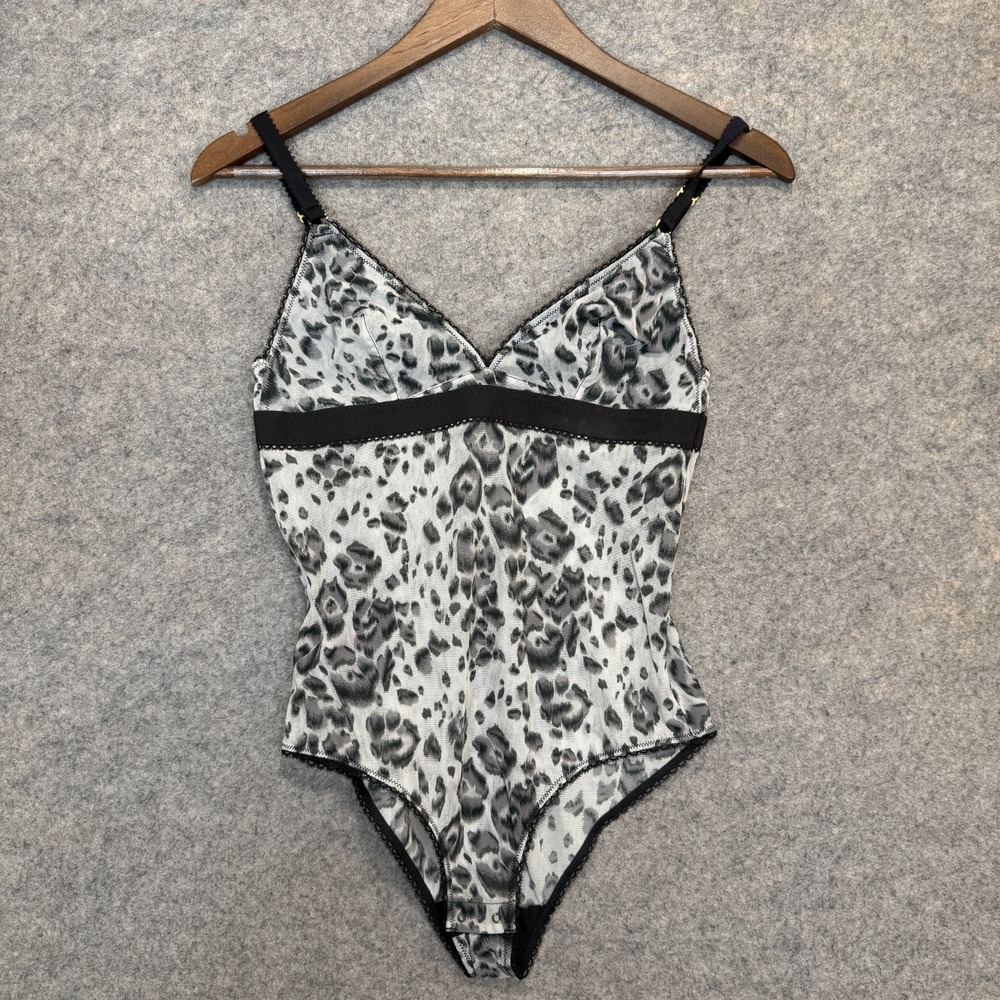 Stella McCartney Bodysuit Womens Medium Leopard Print Sheer Mesh Florence